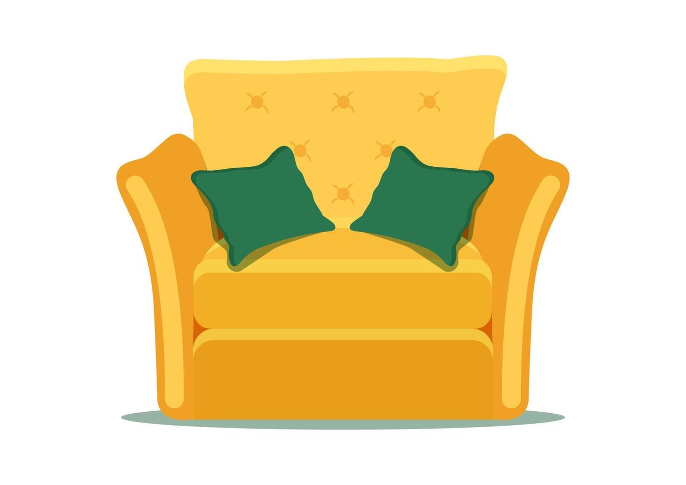 Armchair with two green pillows vector