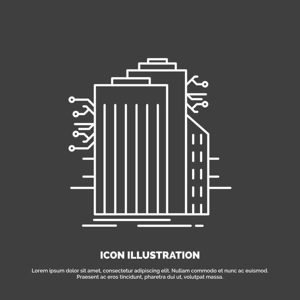 Building. Technology. Smart City. Connected. internet Icon. Line vector symbol for UI and UX. website or mobile application