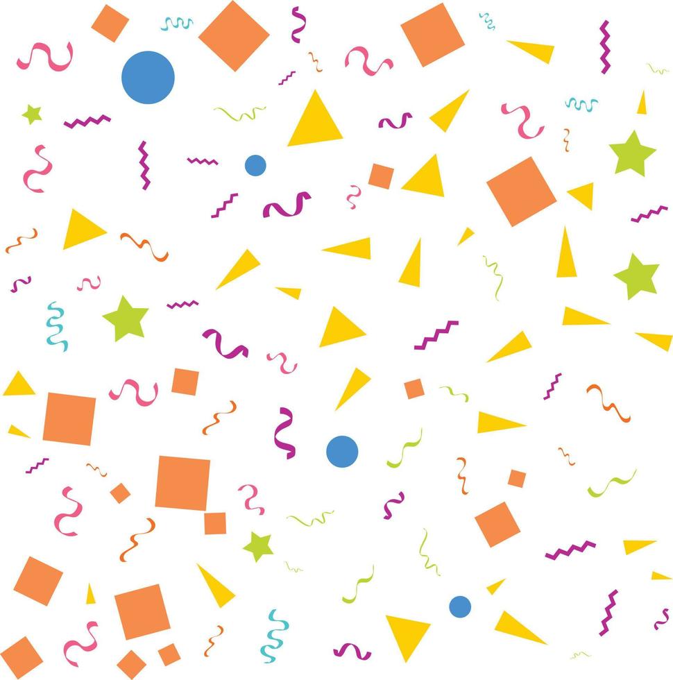 Colorful Confetti. Vector Festive Illustration of Falling Shiny Confetti Isolated on Transparent White Background. Holiday Decorative Tinsel Element for Design