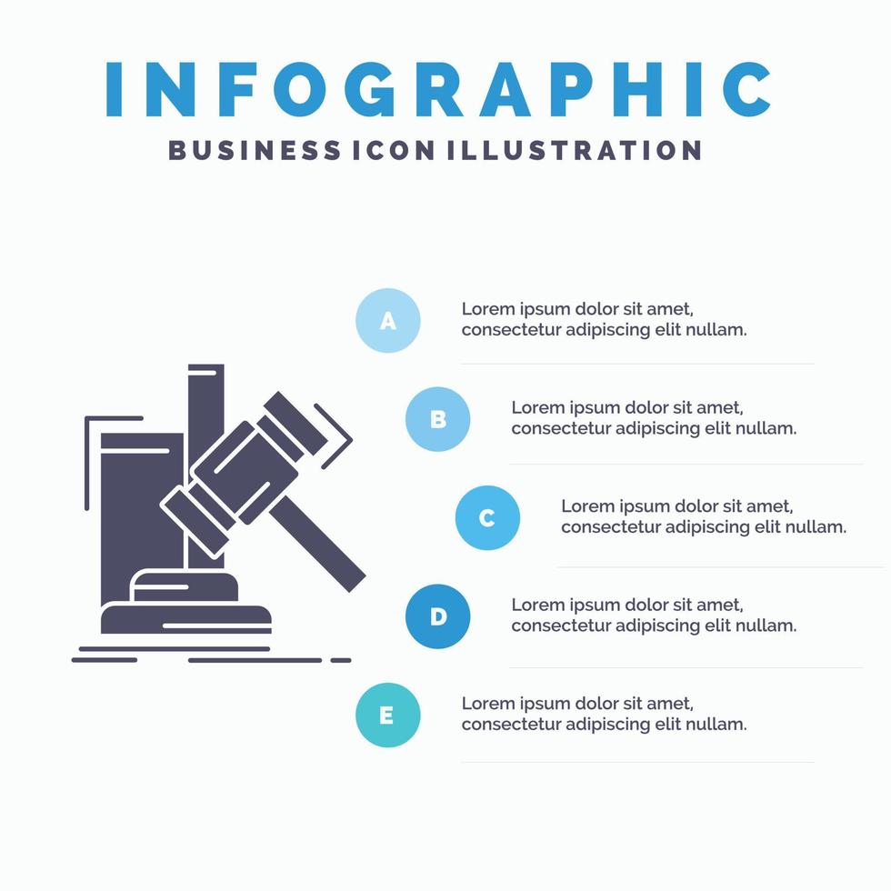 Auction. gavel. hammer. judgement. law Infographics Template for Website and Presentation. GLyph Gray icon with Blue infographic style vector illustration.