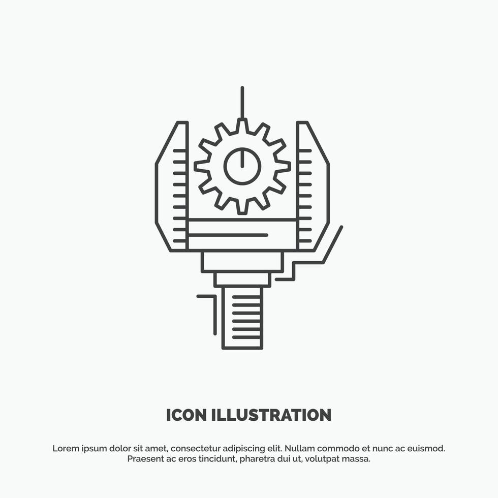Automation. industry. machine. production. robotics Icon. Line vector gray symbol for UI and UX. website or mobile application
