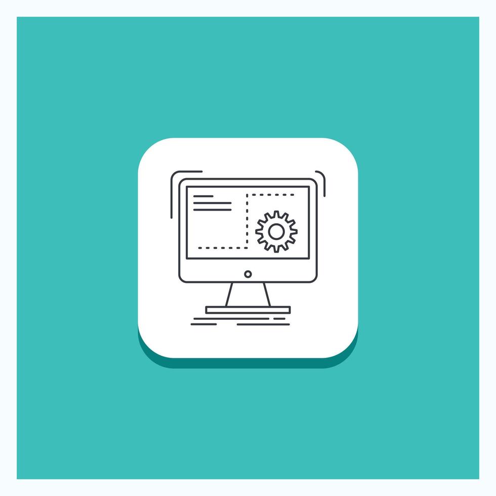 Round Button for Command. computer. function. process. progress Line icon Turquoise Background vector