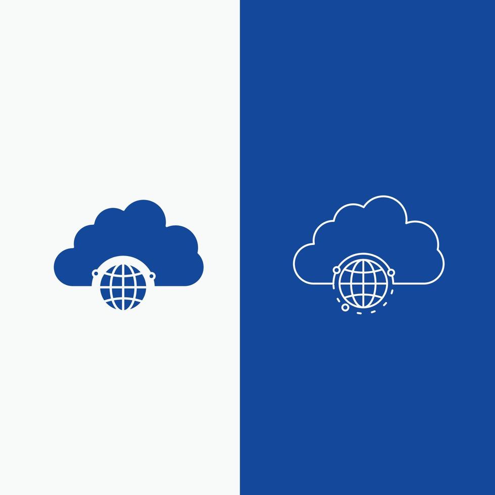 network. city. globe. hub. infrastructure Line and Glyph web Button in Blue color Vertical Banner for UI and UX. website or mobile application vector