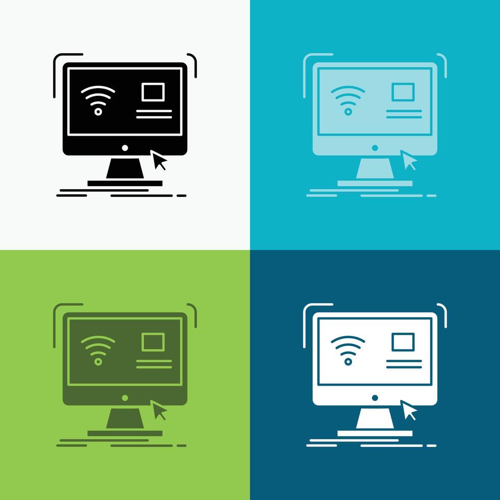 Control. computer. monitor. remote. smart Icon Over Various Background. glyph style design. designed for web and app. Eps 10 vector illustration