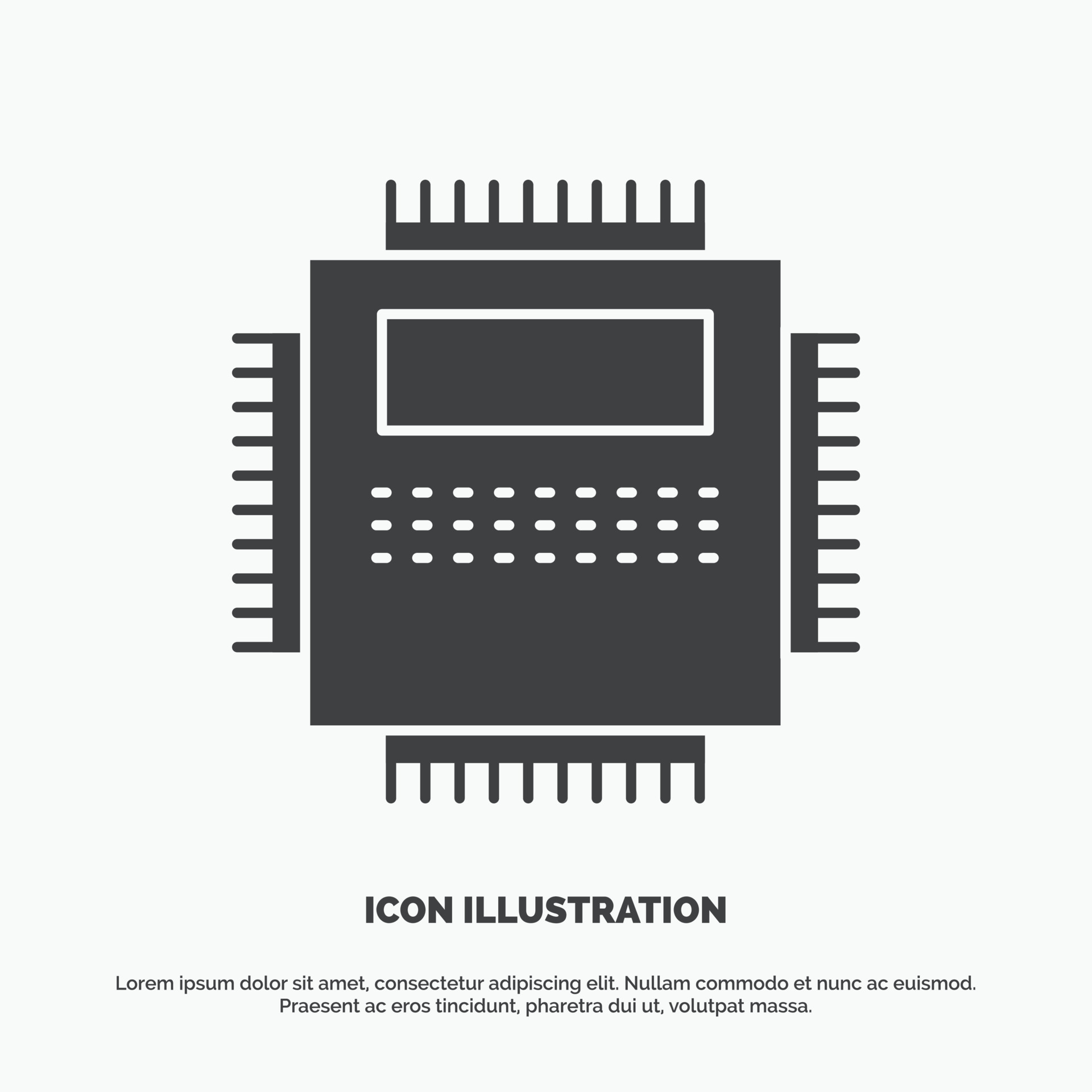 Processor. Hardware. Computer. PC. Technology Icon. glyph vector gray ...