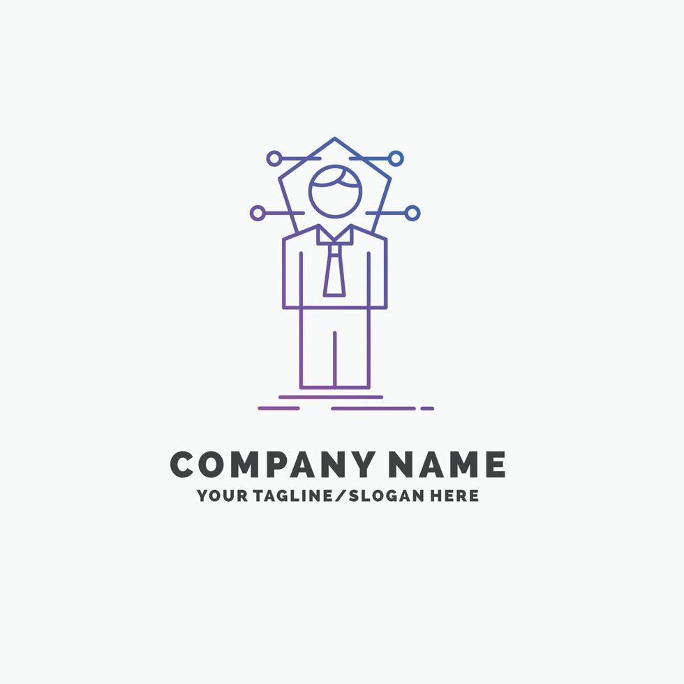 Business. connection. human. network. solution Purple Business Logo Template. Place for Tagline vector