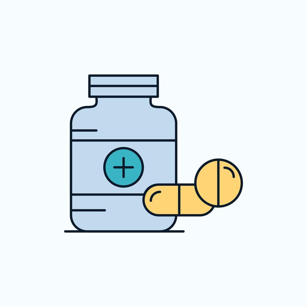 medicine. Pill. capsule. drugs. tablet Flat Icon. green and Yellow sign and symbols for website and Mobile appliation. vector illustration