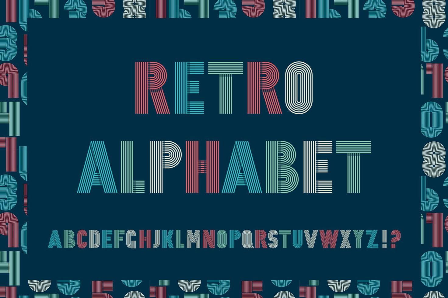 Retro stripes funky fonts seamless pattern. vector