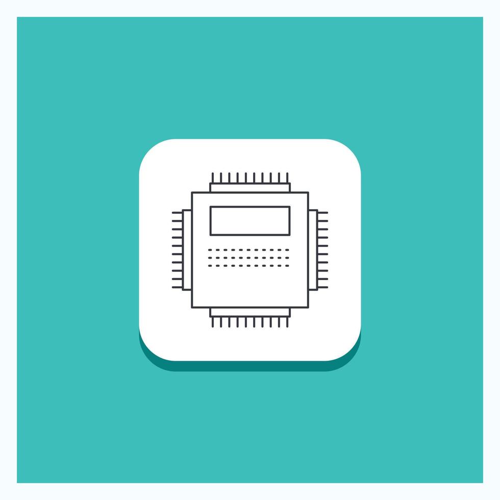 Round Button for Processor. Hardware. Computer. PC. Technology Line icon Turquoise Background vector