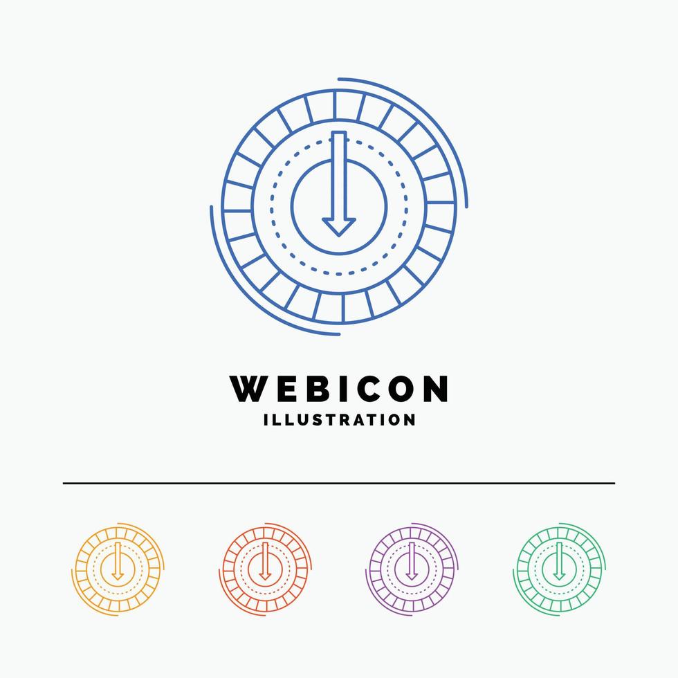 Consumption. cost. expense. lower. reduce 5 Color Line Web Icon Template isolated on white. Vector illustration