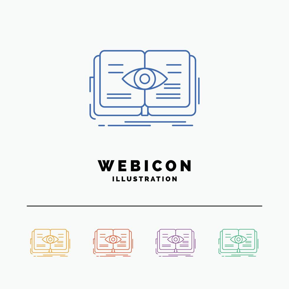 knowledge. book. eye. view. growth 5 Color Line Web Icon Template isolated on white. Vector illustration