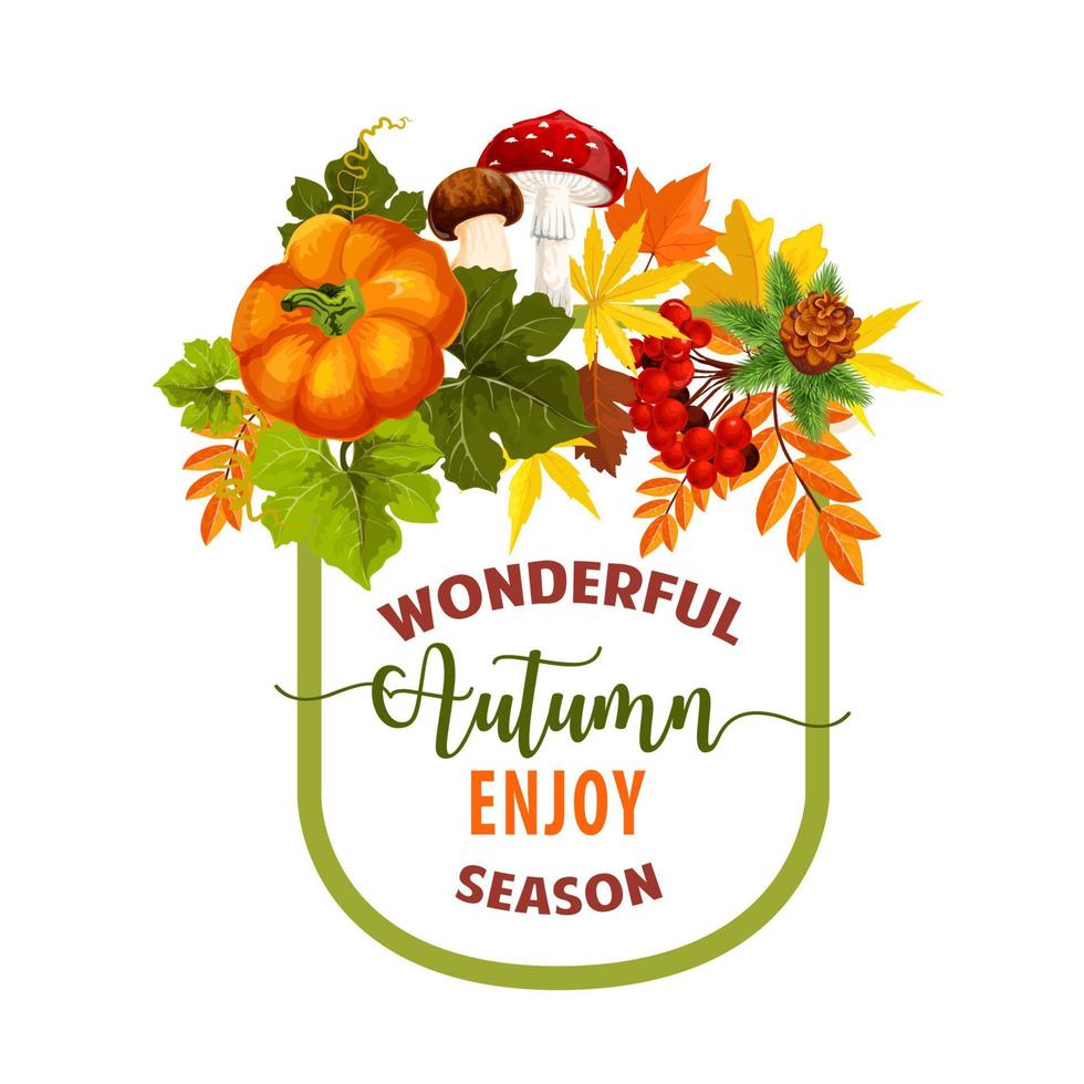 Autumn season maple leaf or pumpkin vector poster