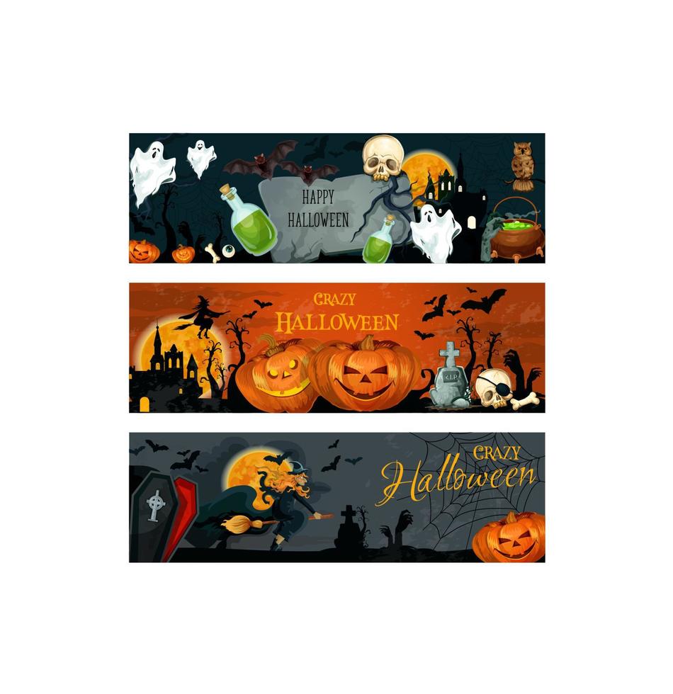 banner de halloween para el diseño espeluznante de las vacaciones de octubre vector