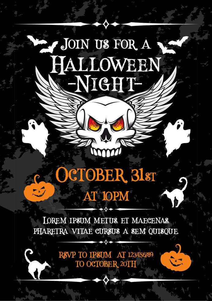 banner de fiesta de noche de halloween para vacaciones de octubre vector