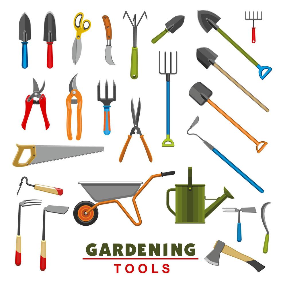 iconos vectoriales aislados de herramientas de jardinería agrícola vector