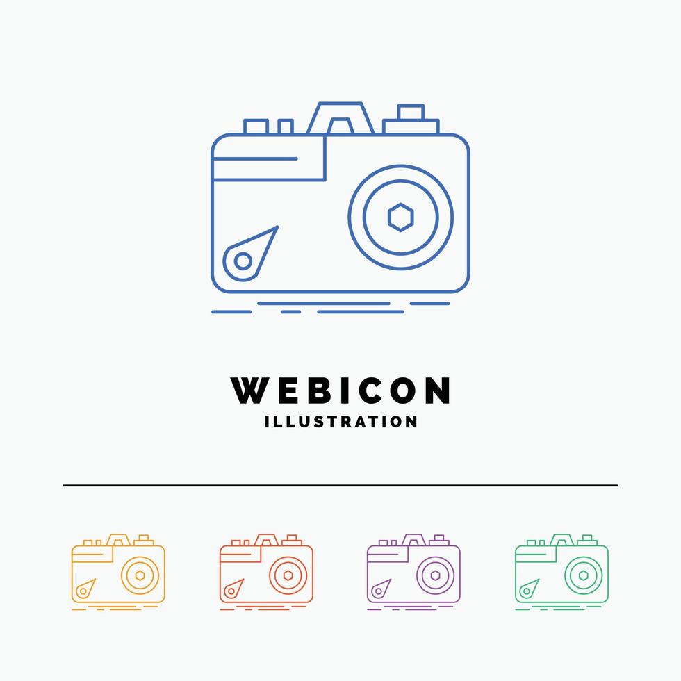 Camera. photography. capture. photo. aperture 5 Color Line Web Icon Template isolated on white. Vector illustration