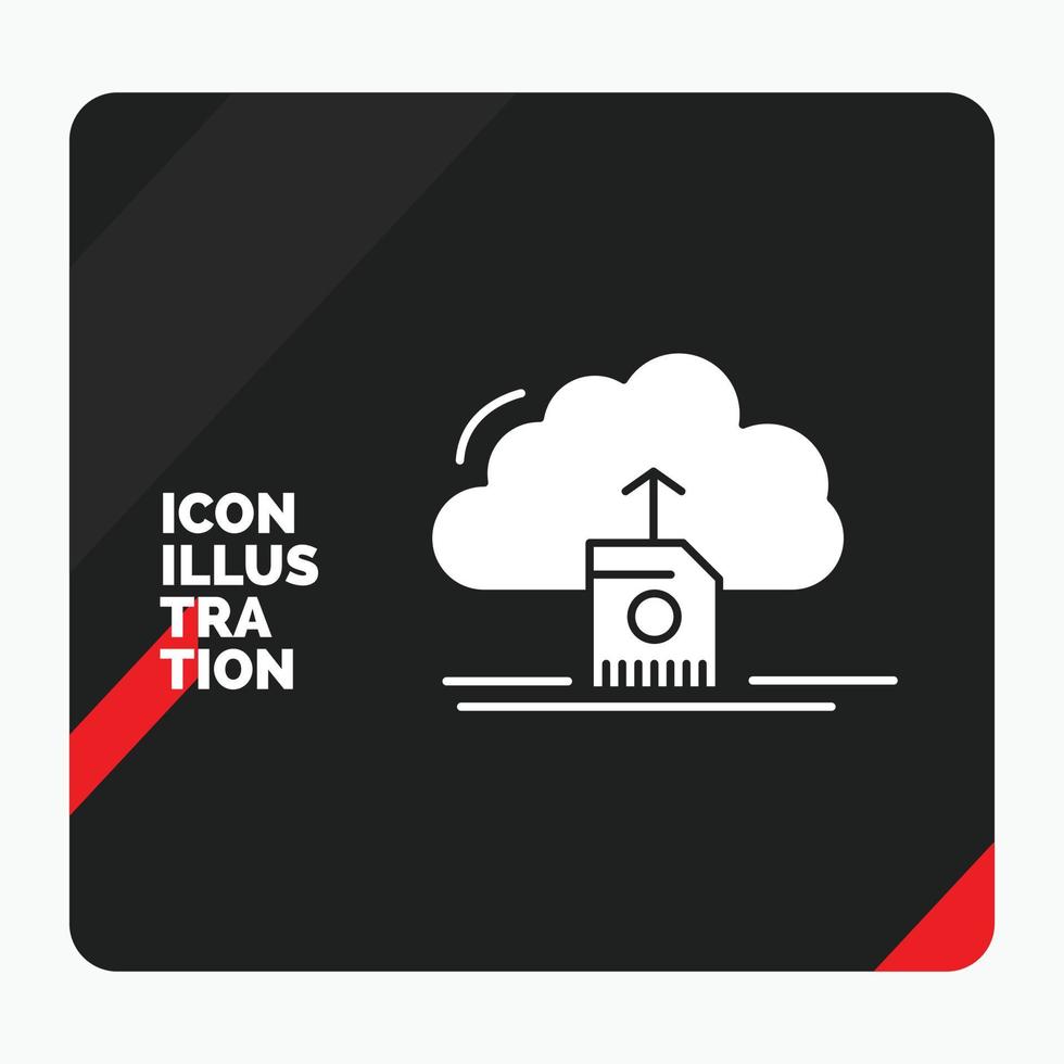 Red and Black Creative presentation Background for cloud. upload. save. data. computing Glyph Icon vector