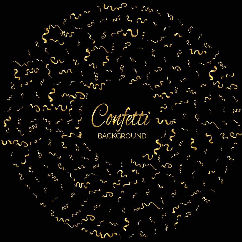 Gold Confetti Isolated On black Background. Celebrate Vector Illustration