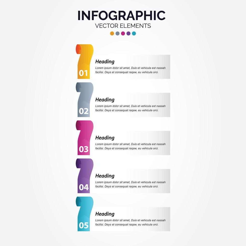 plantilla de diseño infográfico vertical con 5 opciones o pasos. vector