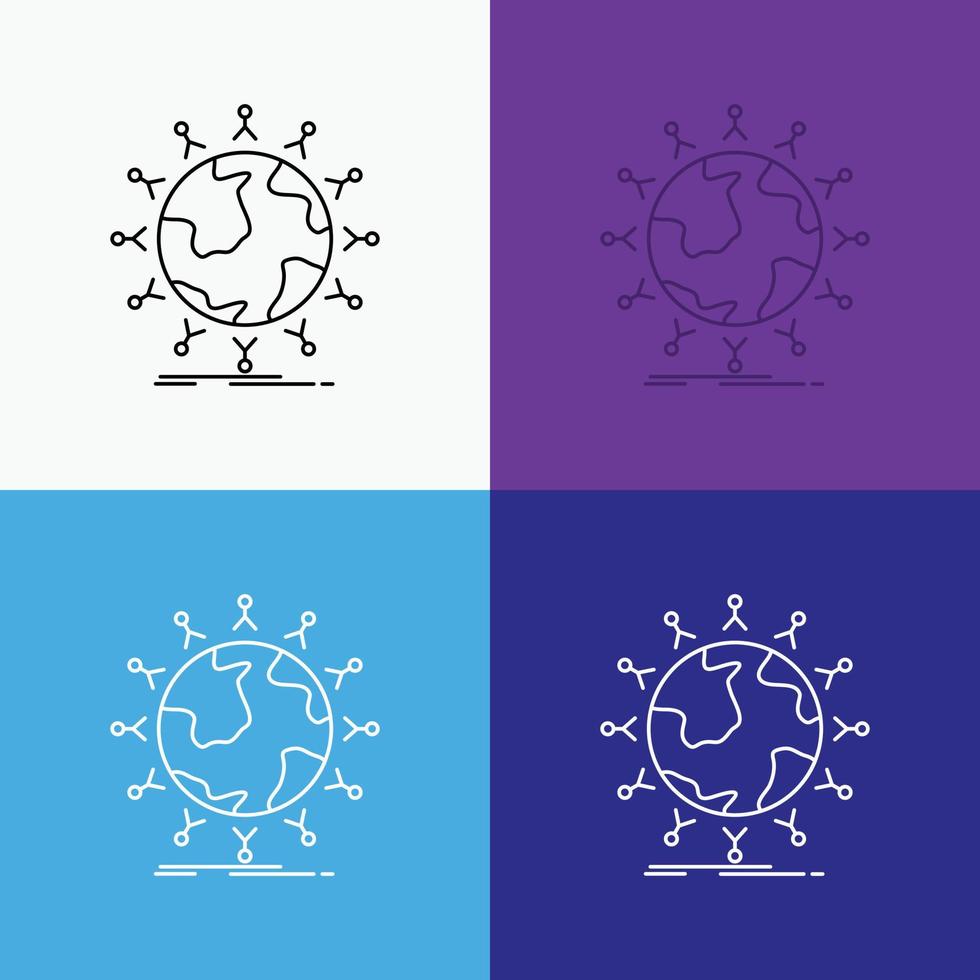global. student. network. globe. kids Icon Over Various Background. Line style design. designed for web and app. Eps 10 vector illustration