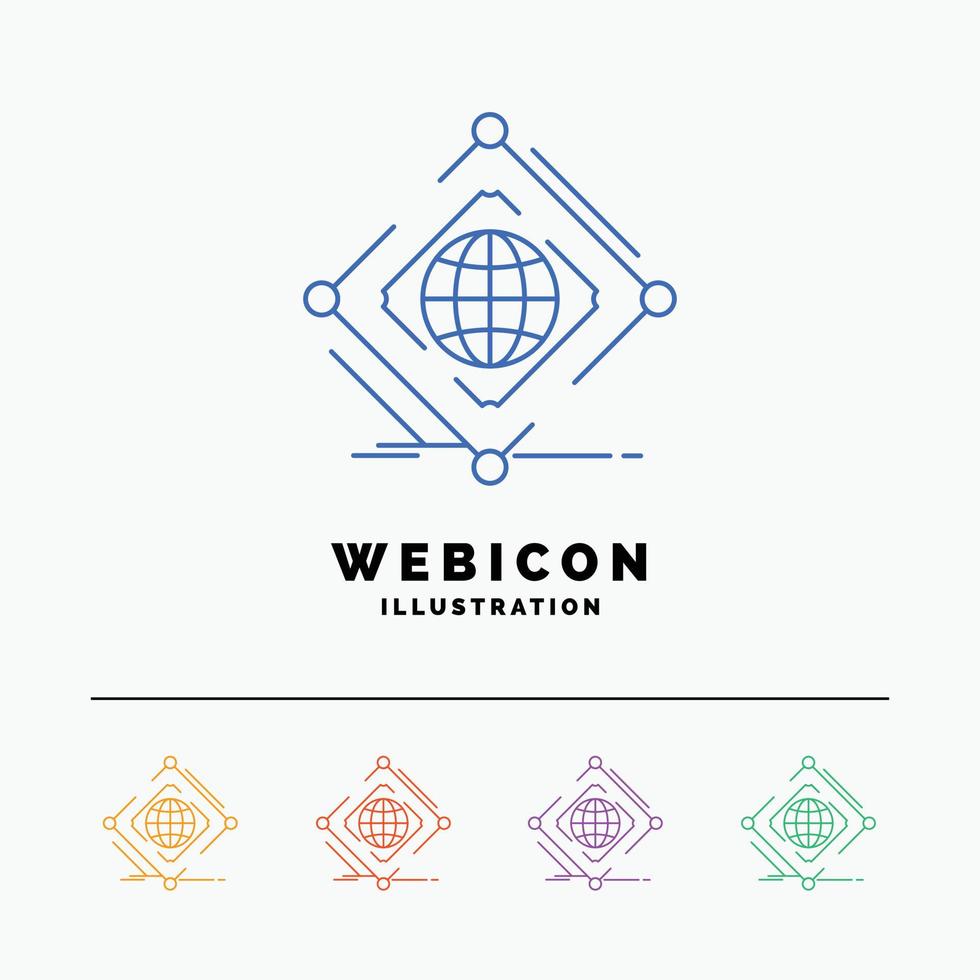 Complex. global. internet. net. web 5 Color Line Web Icon Template isolated on white. Vector illustration