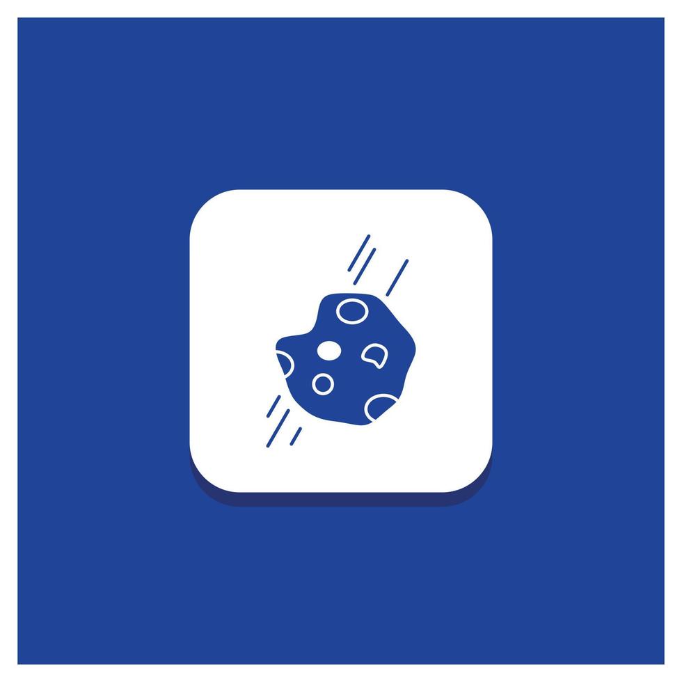 Blue Round Button for Asteroid. astronomy. meteor. space. comet Glyph icon vector