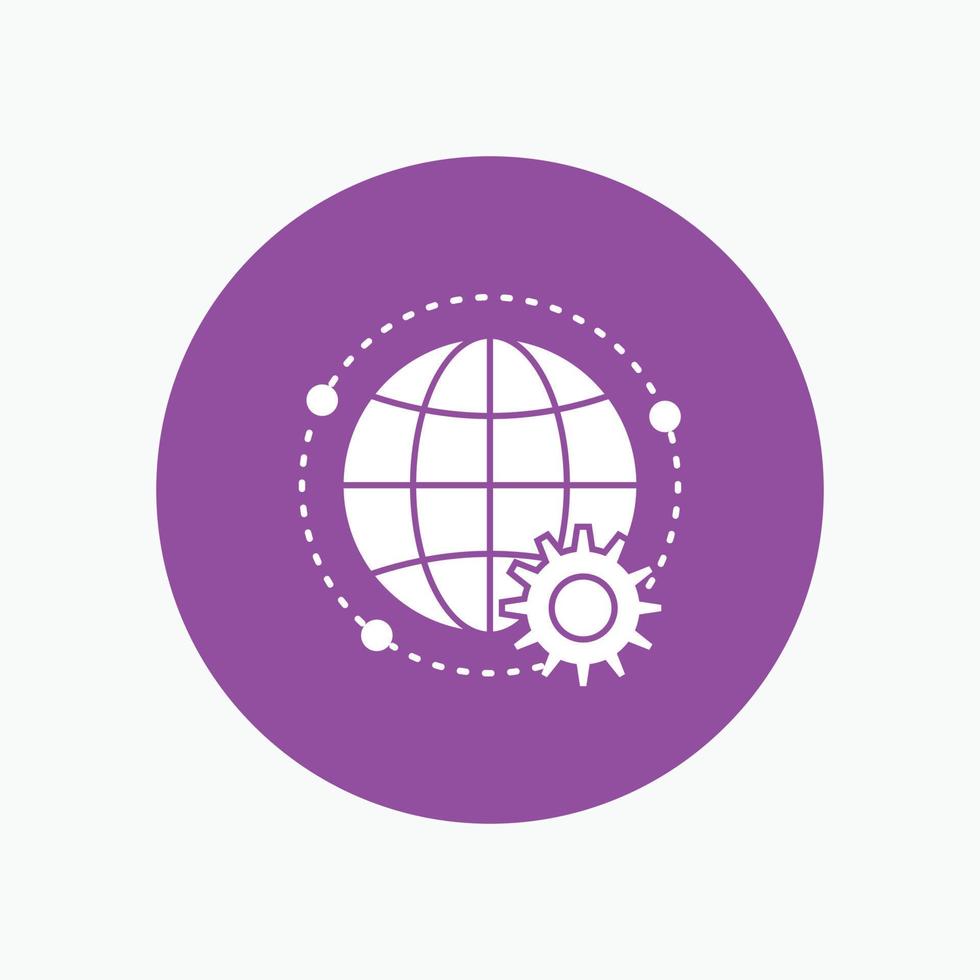 connected. online. world. globe. multiplayer White Glyph Icon in Circle. Vector Button illustration