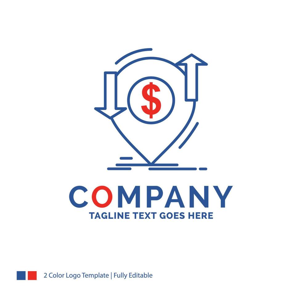 Company Name Logo Design For transaction. financial. money. finance. transfer. Blue and red Brand Name Design with place for Tagline. Abstract Creative Logo template for Small and Large Business. vector
