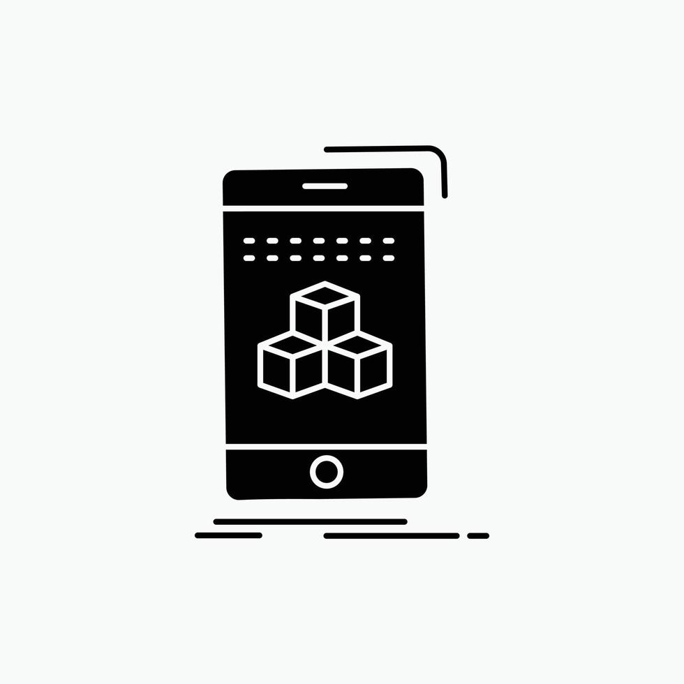 box. 3d. cube. smartphone. product Glyph Icon. Vector isolated illustration