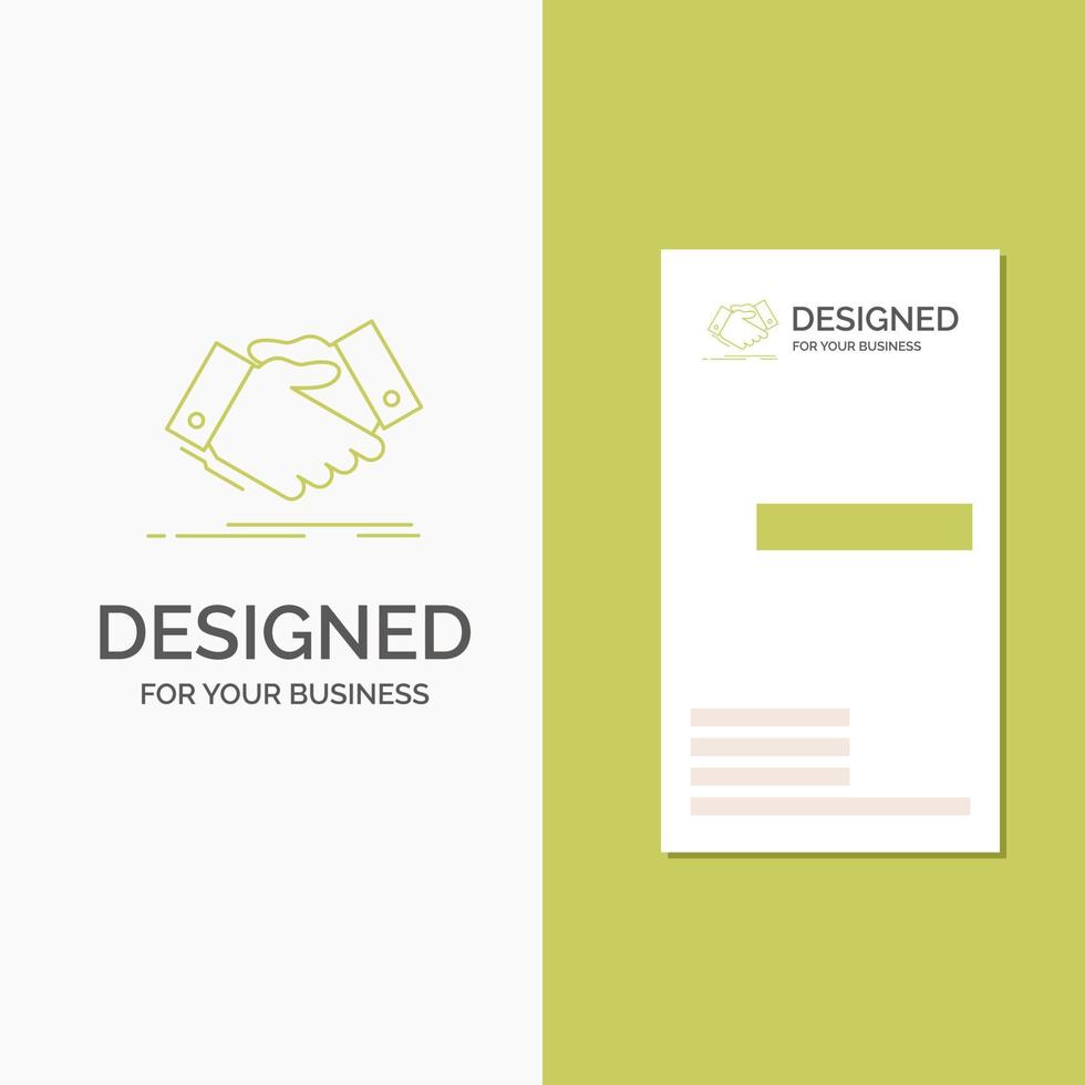 Business Logo for handshake. hand shake. shaking hand. Agreement. business. Vertical Green Business .Visiting Card template. Creative background vector illustration
