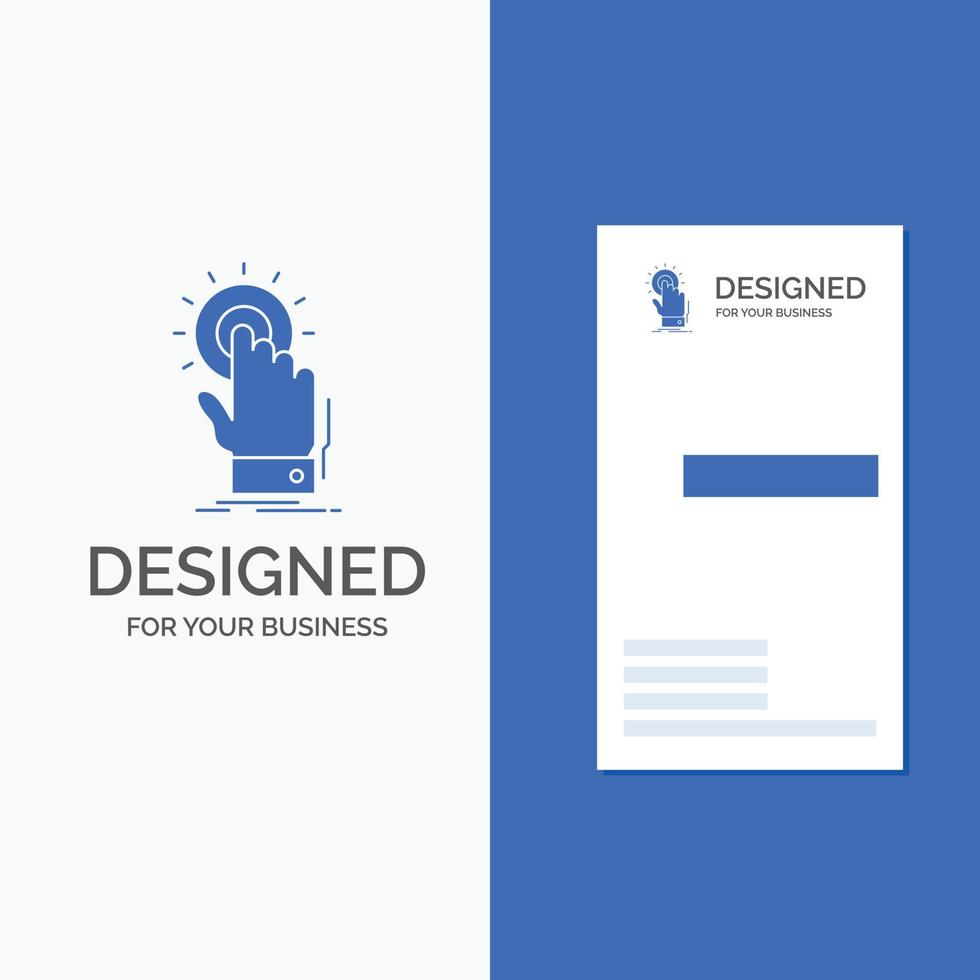 Business Logo for touch. click. hand. on. start. Vertical Blue Business .Visiting Card template. vector