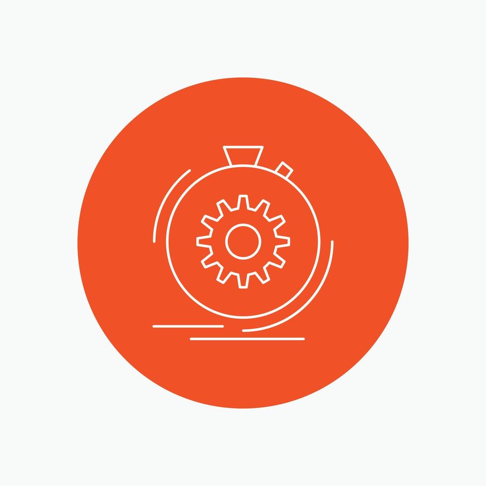 Action. fast. performance. process. speed White Line Icon in Circle background. vector icon illustration