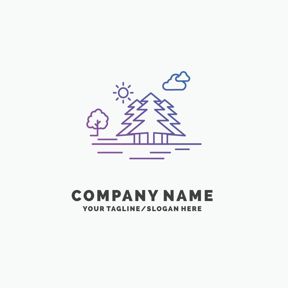 Mountain. hill. landscape. nature. clouds Purple Business Logo Template. Place for Tagline vector