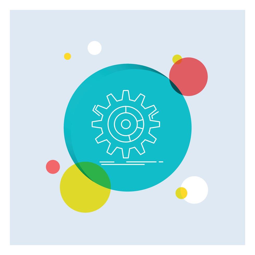 setting. data. management. process. progress White Line Icon colorful Circle Background vector
