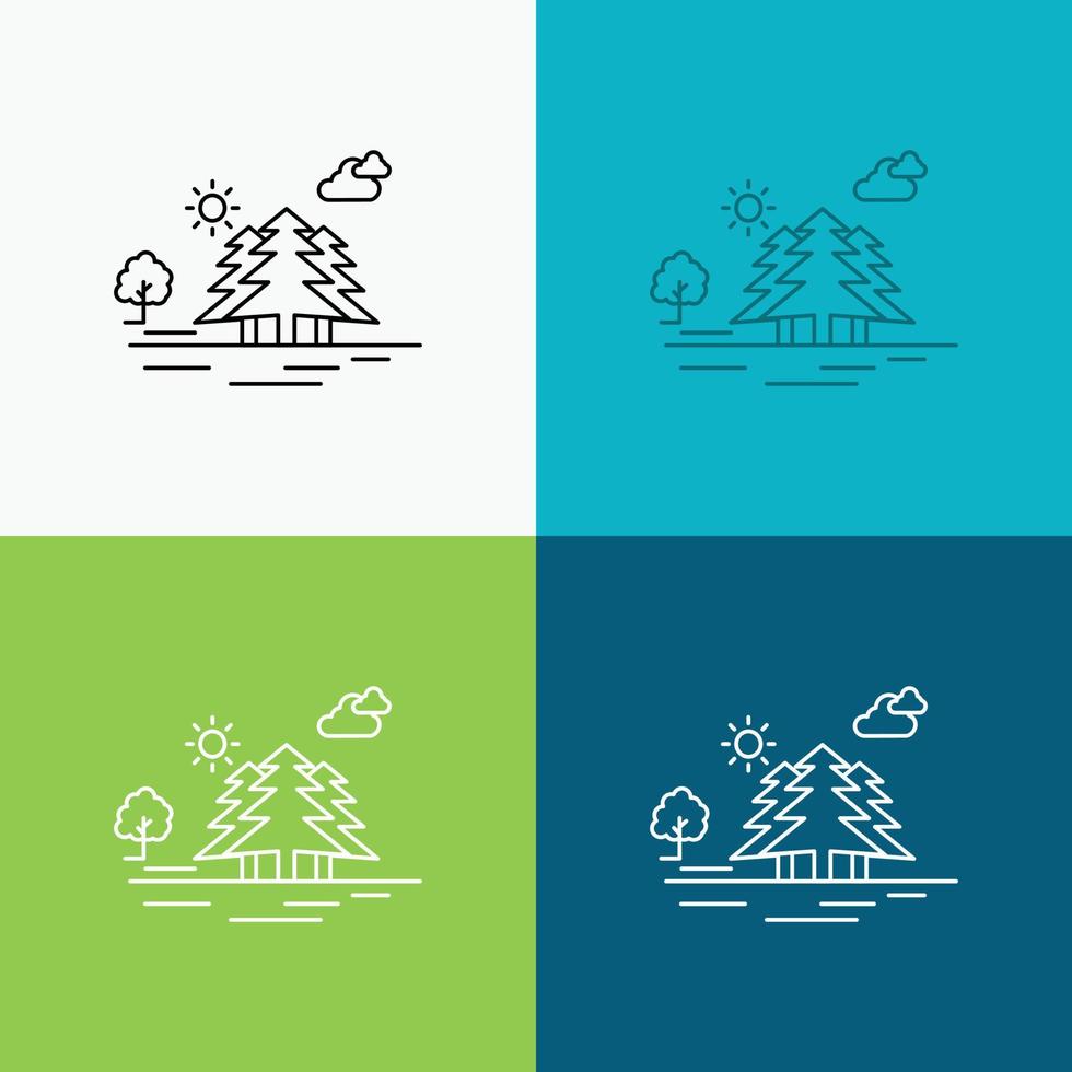 Mountain. hill. landscape. nature. clouds Icon Over Various Background. Line style design. designed for web and app. Eps 10 vector illustration