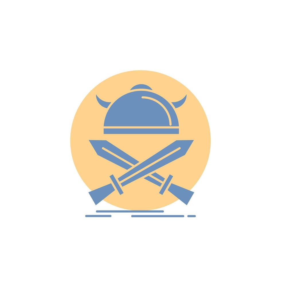 battle. emblem. viking. warrior. swords Glyph Icon. vector