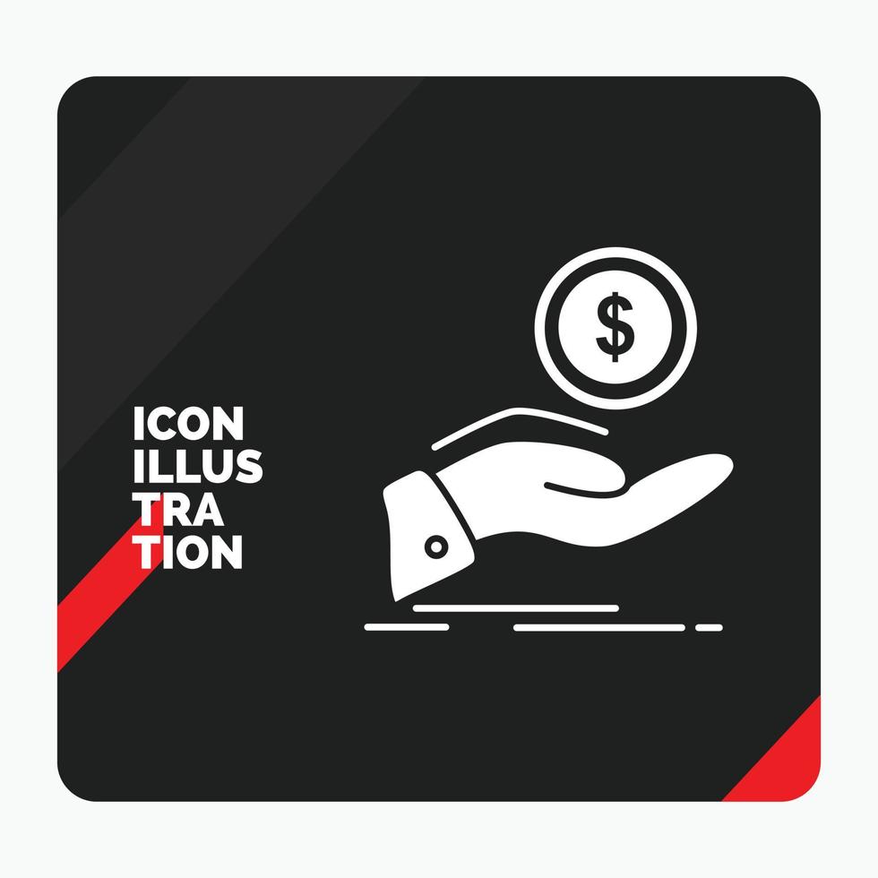 Red and Black Creative presentation Background for help. cash out. debt. finance. loan Glyph Icon vector