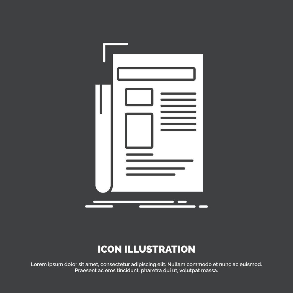 Gazette. media. news. newsletter. newspaper Icon. glyph vector symbol for UI and UX. website or mobile application