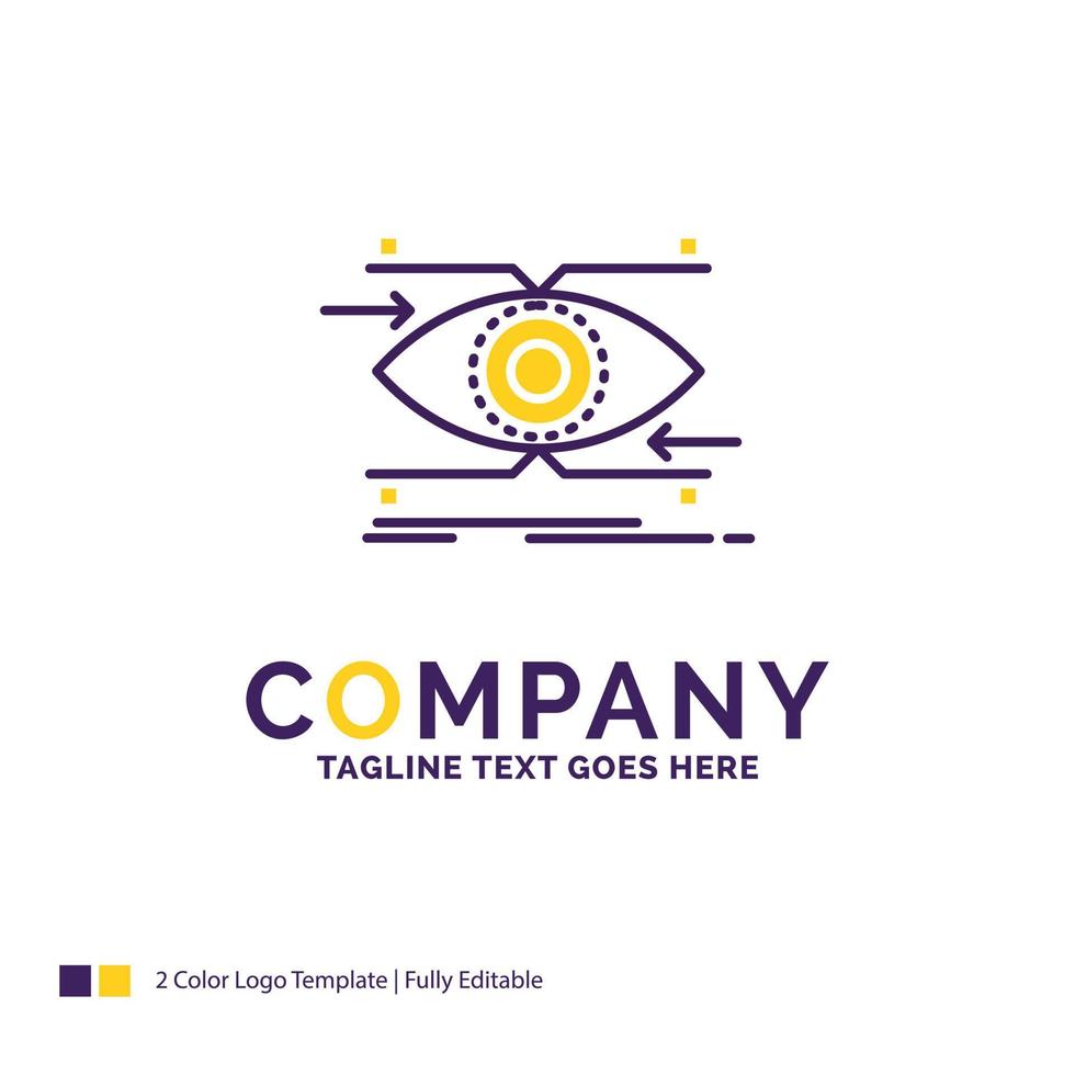 Company Name Logo Design For attention. eye. focus. looking. vision. Purple and yellow Brand Name Design with place for Tagline. Creative Logo template for Small and Large Business. vector