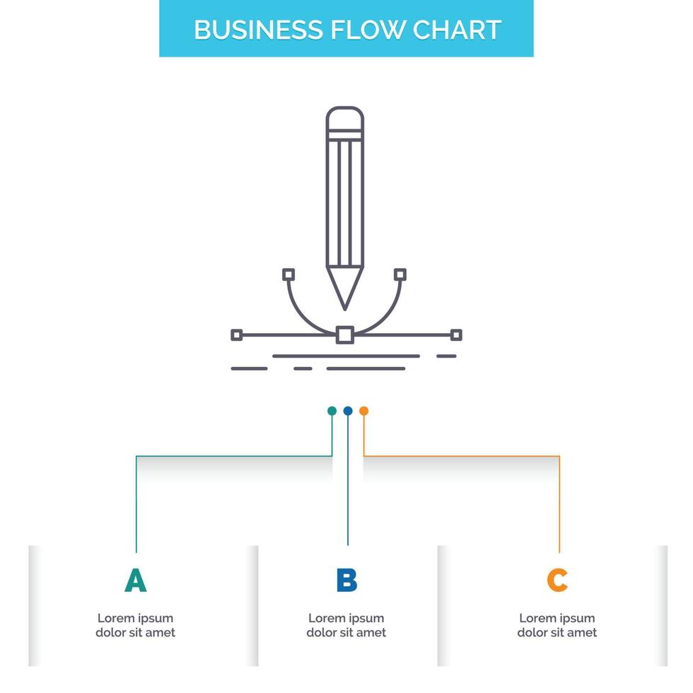 illustration. design. pen. graphic. draw Business Flow Chart Design with 3 Steps. Line Icon For Presentation Background Template Place for text vector