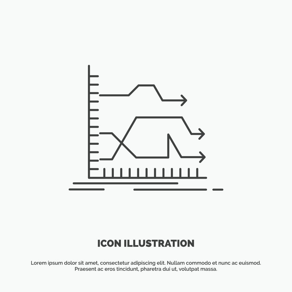 Arrows. forward. graph. market. prediction Icon. Line vector gray symbol for UI and UX. website or mobile application