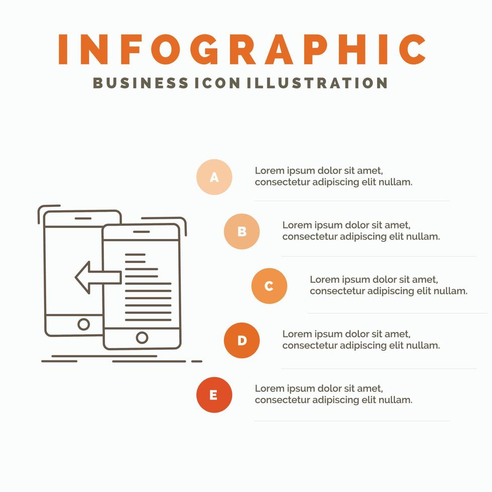 data. transfer. mobile. management. Move Infographics Template for Website and Presentation. Line Gray icon with Orange infographic style vector illustration