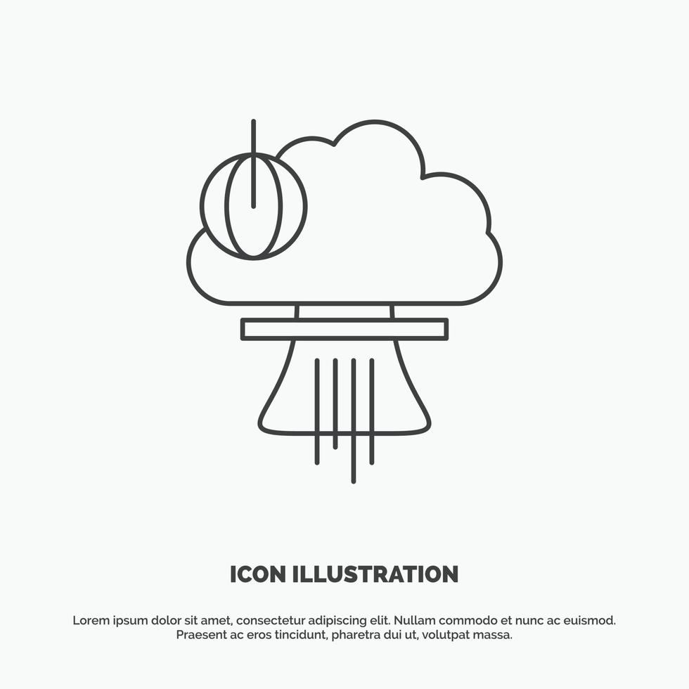 Bomb. explosion. nuclear. special. war Icon. Line vector gray symbol for UI and UX. website or mobile application