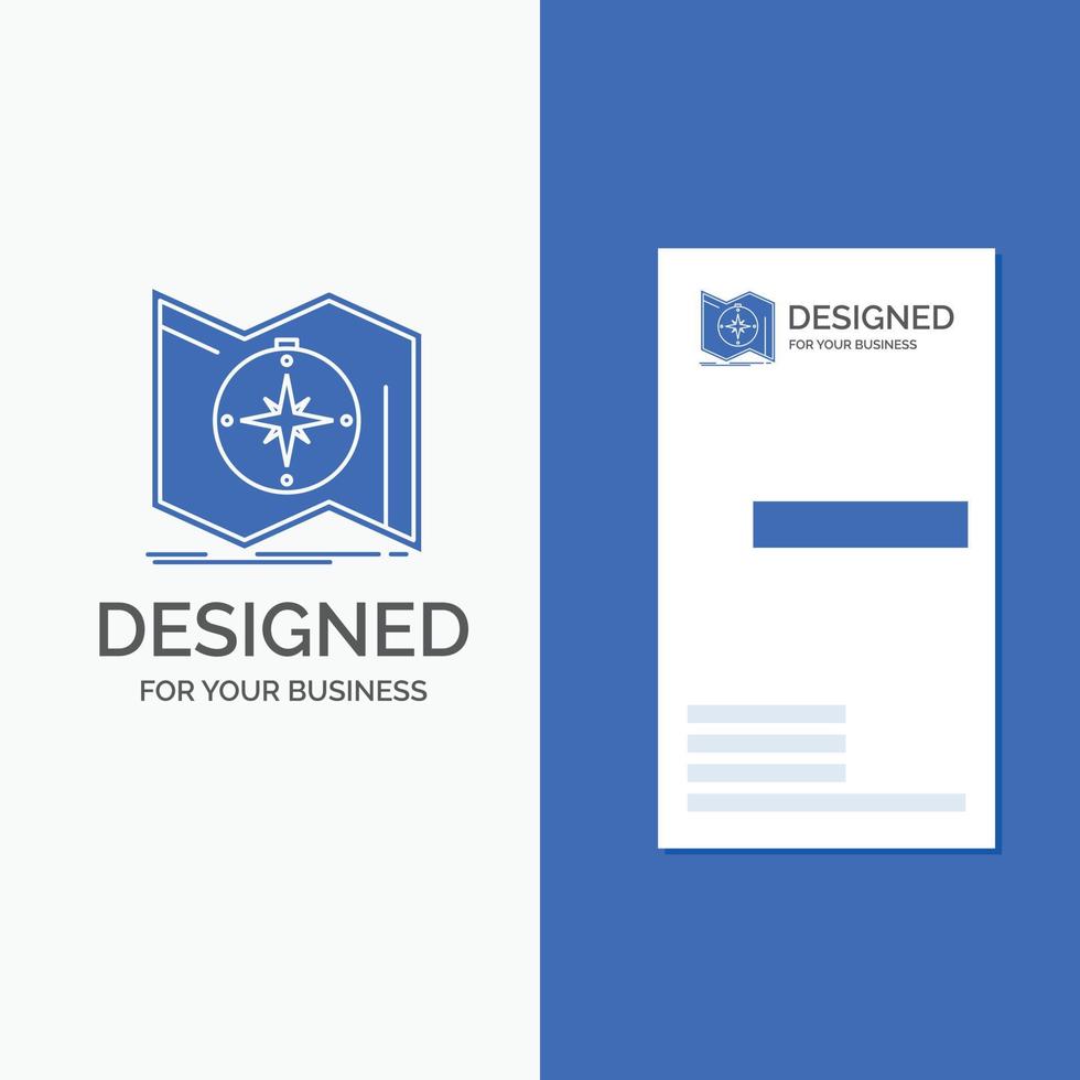 Business Logo for Direction. explore. map. navigate. navigation. Vertical Blue Business .Visiting Card template. vector