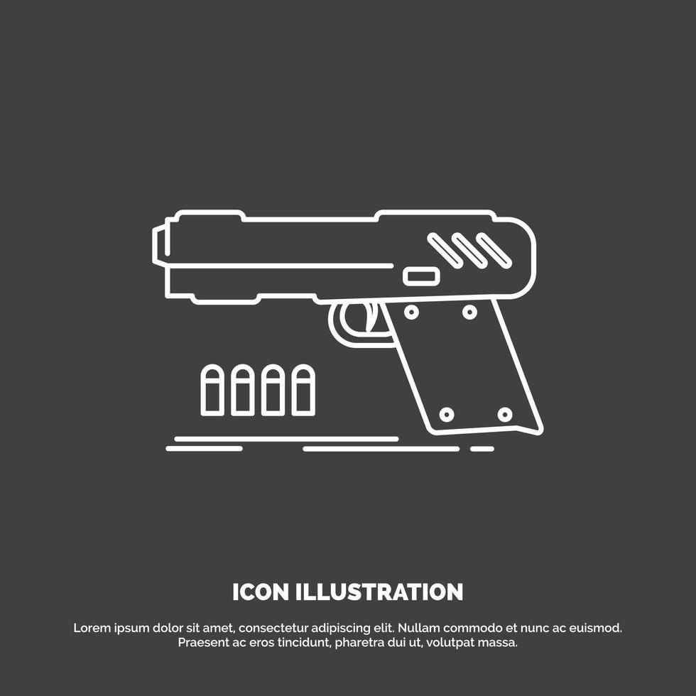 gun. handgun. pistol. shooter. weapon Icon. Line vector symbol for UI and UX. website or mobile application
