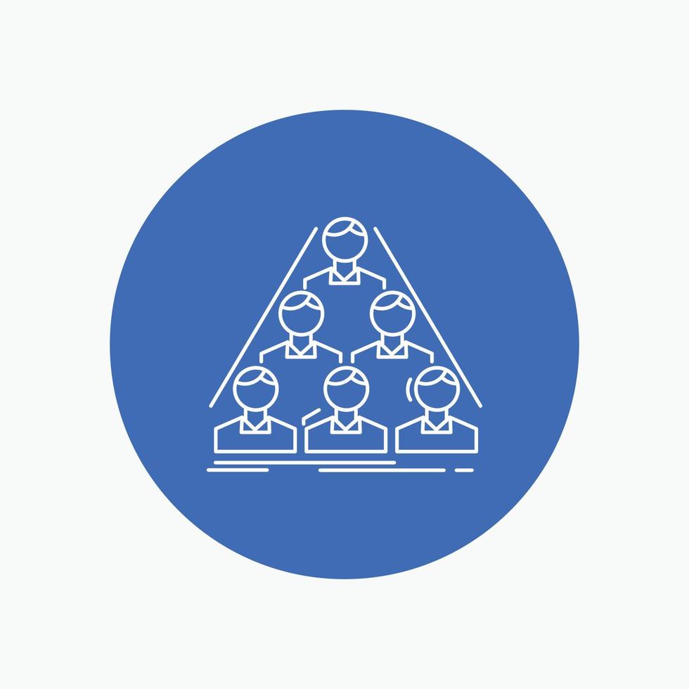 team. build. structure. business. meeting White Line Icon in Circle background. vector icon illustration