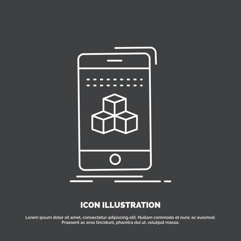 box. 3d. cube. smartphone. product Icon. Line vector symbol for UI and UX. website or mobile application