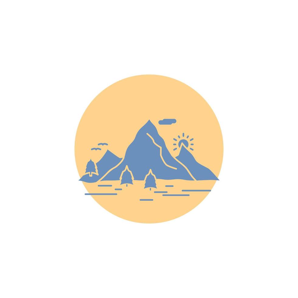 Nature. hill. landscape. mountain. scene Glyph Icon. vector