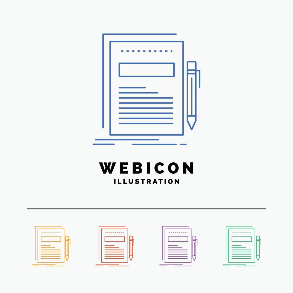 Business. document. file. paper. presentation 5 Color Line Web Icon Template isolated on white. Vector illustration