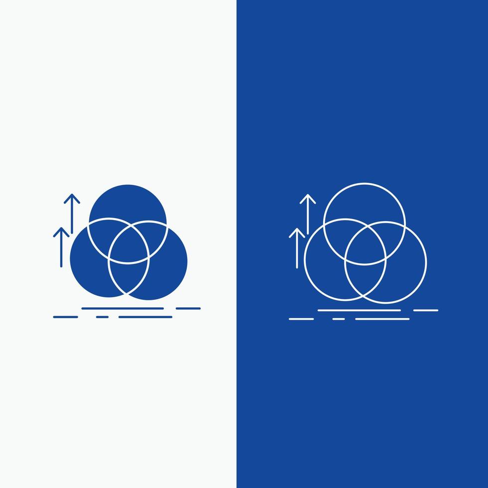 balance. circle. alignment. measurement. geometry Line and Glyph web Button in Blue color Vertical Banner for UI and UX. website or mobile application vector